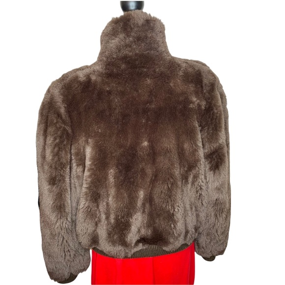 VTG Avec Tu Faux Fur Borg Textile Short Waist Brown Teddy Bear Coat ILGWU USA L - Picture 3 of 16